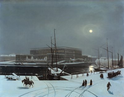 Ansicht des Königspalastes von Stockholm im Winter von Baron Karl Stefan Bennet